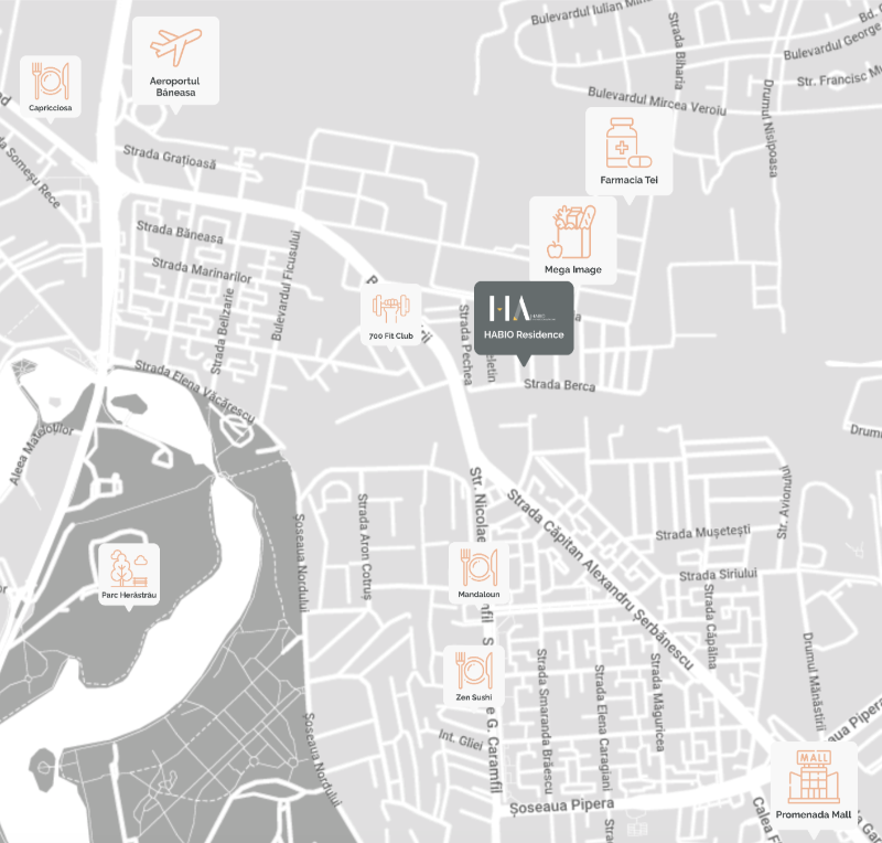 Harta Habio Residence Apartamente Aviației, Apartamente Băneasa